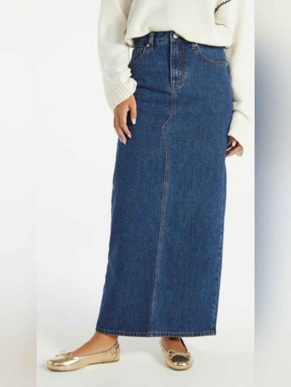 NEW Shoe Dazzle Blue Demim Maxi Skirt